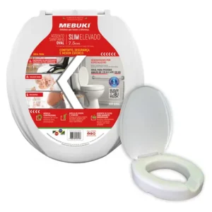 Assento de Vaso Elevado 7,5 cm Soft Almofadado Branco Mebuki